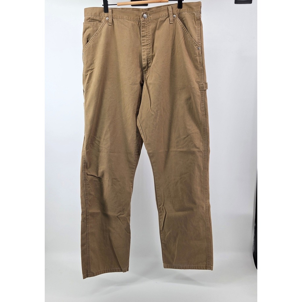Wrangler‎ Carpenter Pants Mens 38x34 Tan Brown Canvas Workwear Utility Gorpcore